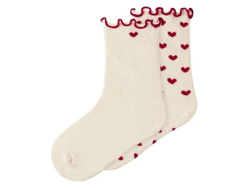 Lil\' Atelier strømper i turtledove med røde hjerter 2-pak