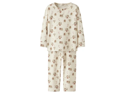 Lil\' Atelier pyjamas i turtledove med juleprint og knapper