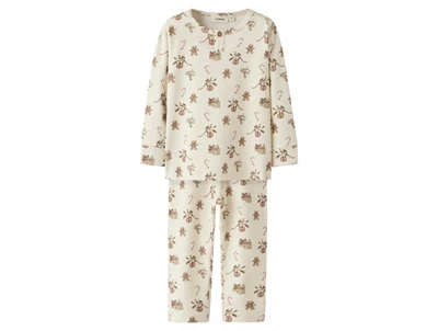 Lil' Atelier pyjamas i turtledove med juleprint og knapper