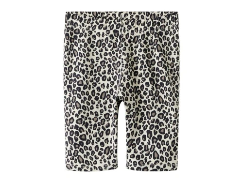 name it shorts i beige med leopardprint, set forfra