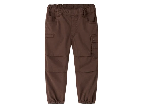 Name It bukser i brun nuance med cargo lommer set forfra