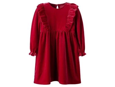 Name It velourkjole i jester red med flæser