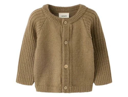Lil\' Atelier merinould strikcardigan i lysebrun nuance