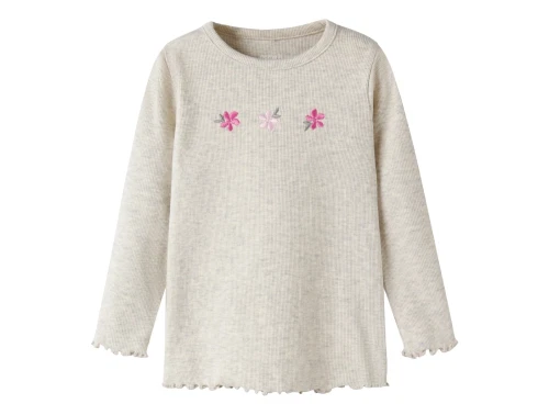 Name It bluse i råhvid nuance med blomsterbroderi