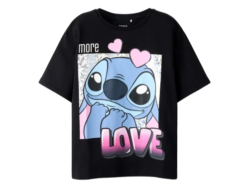 Name It t-shirt i sort med Disney Stitch print