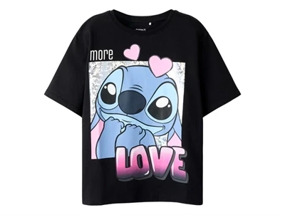 Name It t-shirt i sort med Disney Stitch print