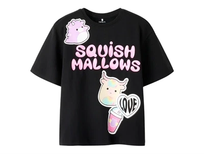 Name It t-shirt sort med Squishmallows motiv foran