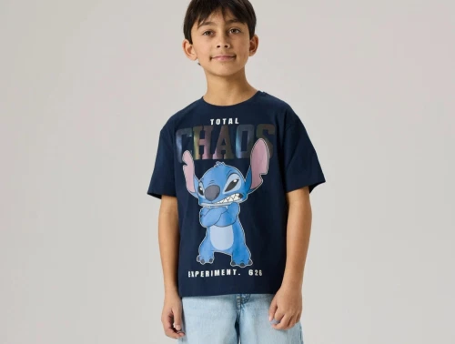 Name It t-shirt i mørkeblå nuance med Disney Stitch print