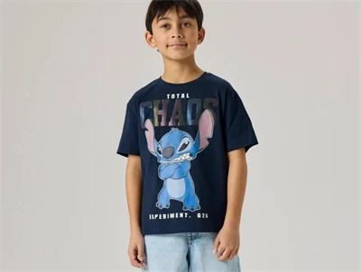 Name It t-shirt i mørkeblå nuance med Disney Stitch print