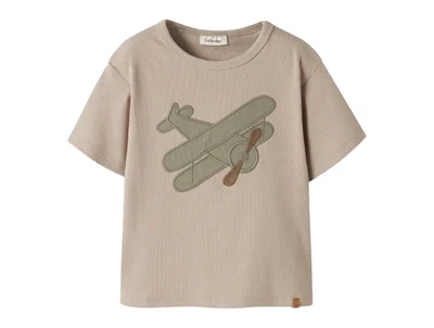 Lil' Atelier t-shirt i beige nuance med fly print