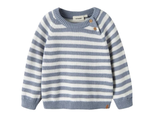 Lil\' Atelier striktrøje i råhvid og blå striber