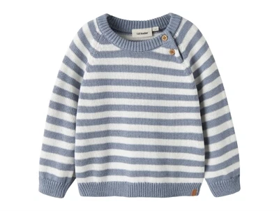 Lil' Atelier striktrøje i råhvid og blå striber