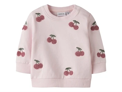 Name It sweatshirt i lyserød nuance med kirsebærbroderi