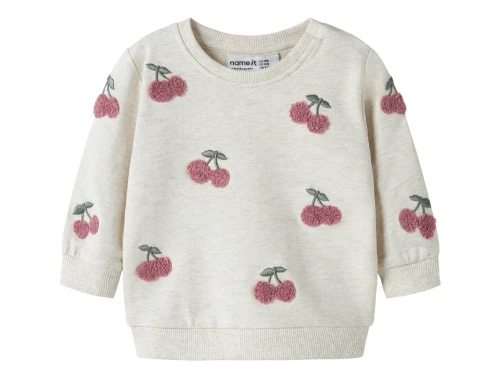 Name It sweatshirt i beige nuance med kirsebærbroderi