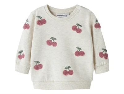 Name It sweatshirt i beige nuance med kirsebærbroderi