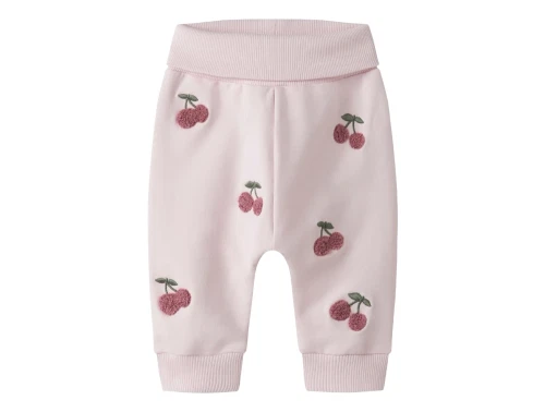 Name It sweatpants i lyserød nuance med kirsebærbroderi