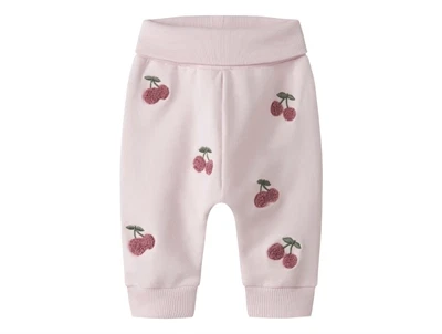 Name It sweatpants i lyserød nuance med kirsebærbroderi