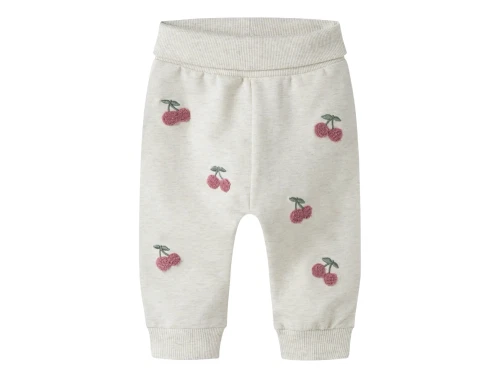 Name It sweatpants i beige nuance med kirsebærbroderi