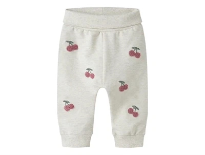Name It sweatpants i beige nuance med kirsebærbroderi