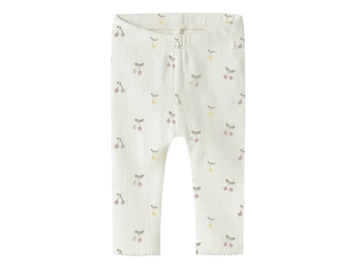 Name It leggings i råhvid nuance med kirsebærprint