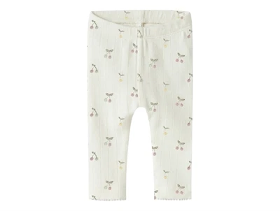 Name It leggings i råhvid nuance med kirsebærprint