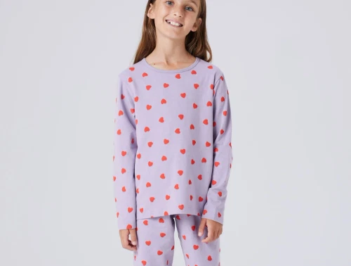Name It pyjamassæt lavender gray med hjerteprint