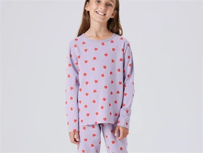 Name It pyjamassæt lavender gray med hjerteprint