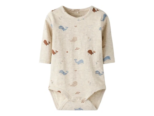 Name It body i beige nuance med hvalprint