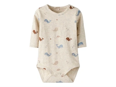 Name It body i beige nuance med hvalprint