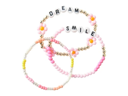 Name It armbånd i lyserød nuance med perler og tekst