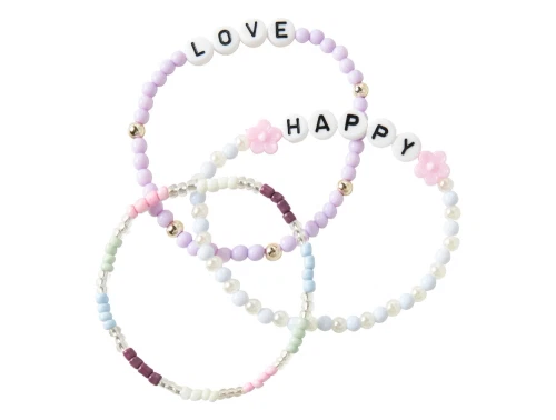 Name It armbånd i lilla nuance med perler og bogstaver