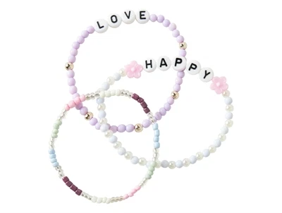 Name It armbånd i lilla nuance med perler og bogstaver