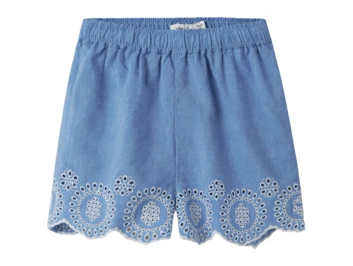 Name It shorts i blå nuance med broderie anglaise kant