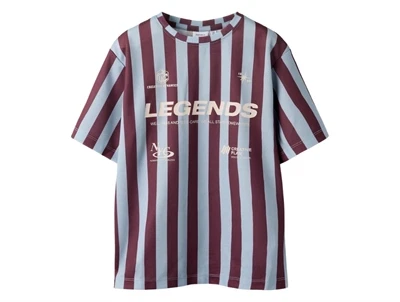 Name It t-shirt blå og bordeaux striber legends print