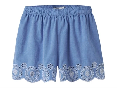 Name It shorts blå med broderie anglaise kant