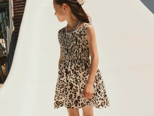 Name It kjole i råhvid nuance med leopardprint