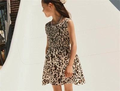 Name It kjole i råhvid nuance med leopardprint