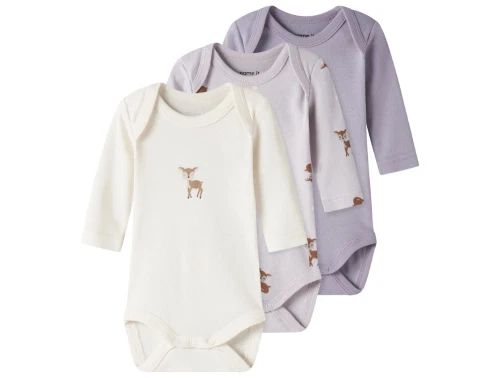 Name It body 3-pak lilac marble med rådyrmotiv