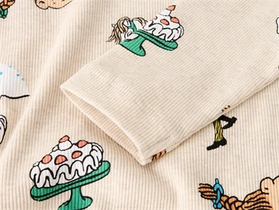 bluse i peyote melange fra Name It med Pippi Langstrømpe print