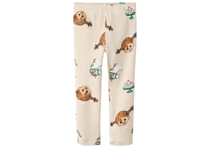 leggings i peyote melange fra Name It med Pippi Langstrømpe print