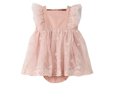 Lil\' Atelier bodykjole i lyserod nuance med tylbroderi set forfra