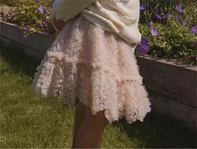 Lil\' Atelier nederdel i beige nuance med tyl pa barn