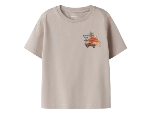 Name It t shirt i beige nuance med safari print foran