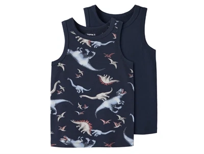 Name It undertøjstop navy blazer med dinosaurprint 2-pak