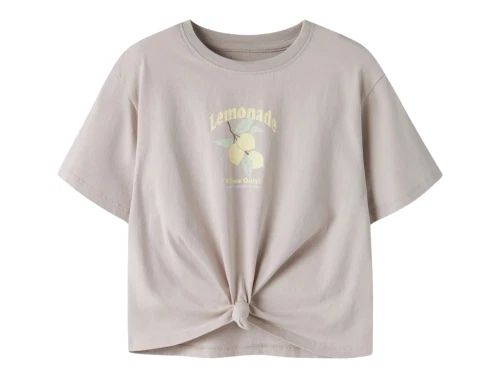 Name It t-shirt i chateau gray med citronprint og knude foran