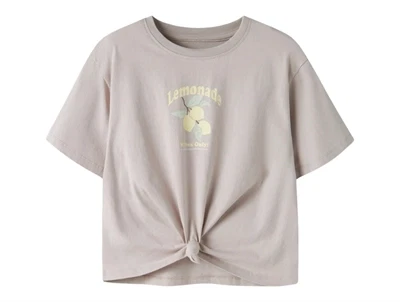 Name It t-shirt i chateau gray med citronprint og knude foran