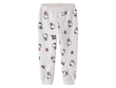 Name It sweatpants i beige nuance med Hello Kitty print forfra