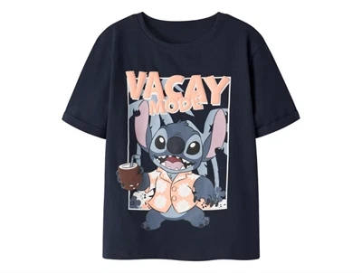 Name It t shirt i mørkeblå med Stitch print foran