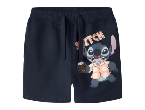 Name It shorts i mørkeblå med Stitch print foran