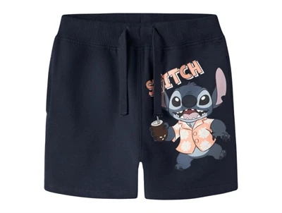 Name It shorts i mørkeblå med Stitch print foran